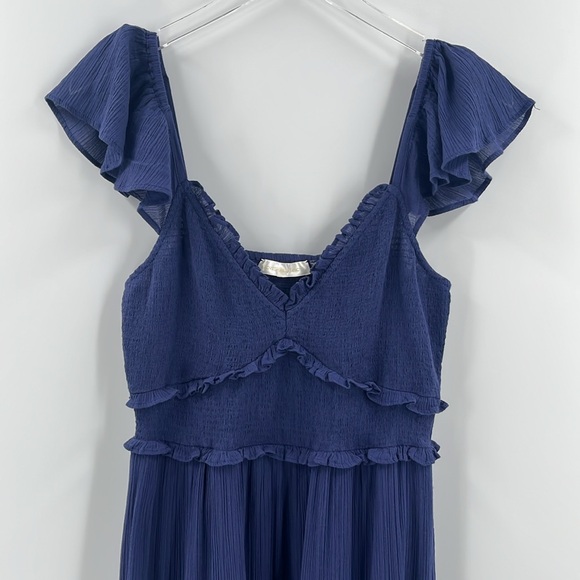 LoveShackFancy Katina Midnight Blue Maxi Dress Smocked Tiered Gauze Flowy M - Picture 6 of 14